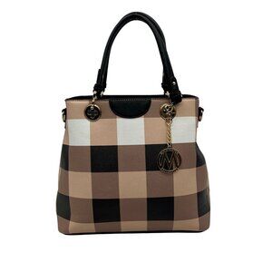 Mia K Farrow Tan and Black Faux Leather Tote Bag and Wallet